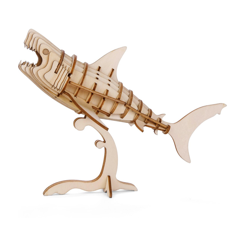 Puzzle en bois 3D en forme de requin réaliste figurine d'action minuscule Animal décoration de la maison Unique anniversaire/cadeau de jour de pâques