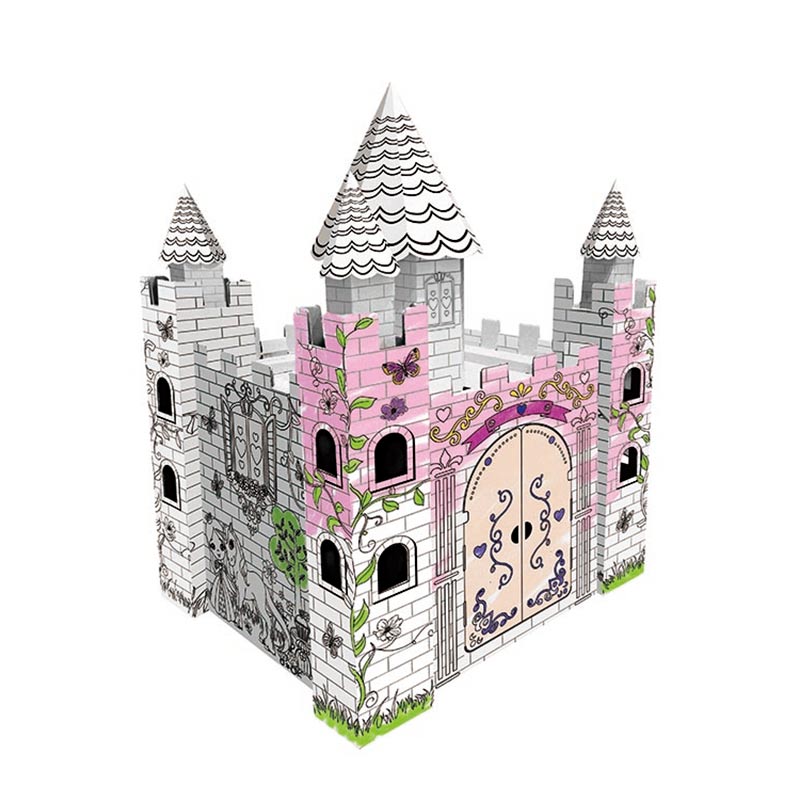 Château de conte de fées - Art et artisanat pour enfants pour s'amuser à l'intérieur et à l'extérieur, colorier, dessiner, griffonner - Décorer et personnaliser un fort en carton