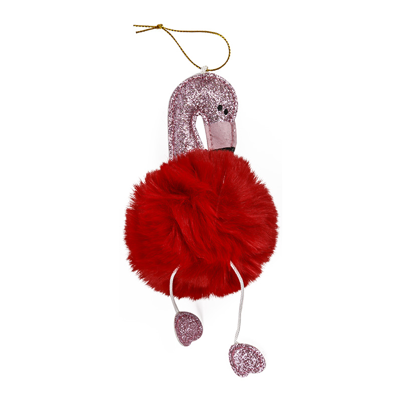 Pendentif porte-clés boule de cheveux flamant rose fluorescent pendentif de voiture sac en peluche créatif