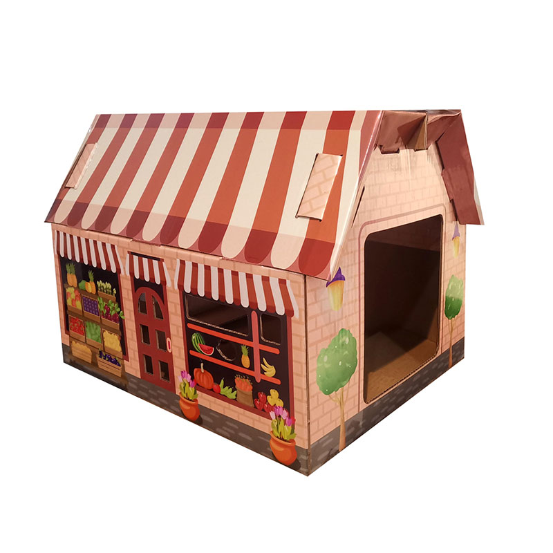 Maison de chat en carton avec grattoir/herbe à chat, maison de jeu pour chat pour chats d'intérieur, jouet à gratter pour chat, meubles de refuge pour chat pour anniversaire de chat