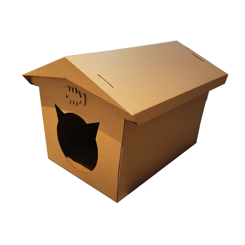 Maison pour chat confortable à peindre avec grattoir, en carton ondulé, idéale pour les chats, les chatons et les petits animaux