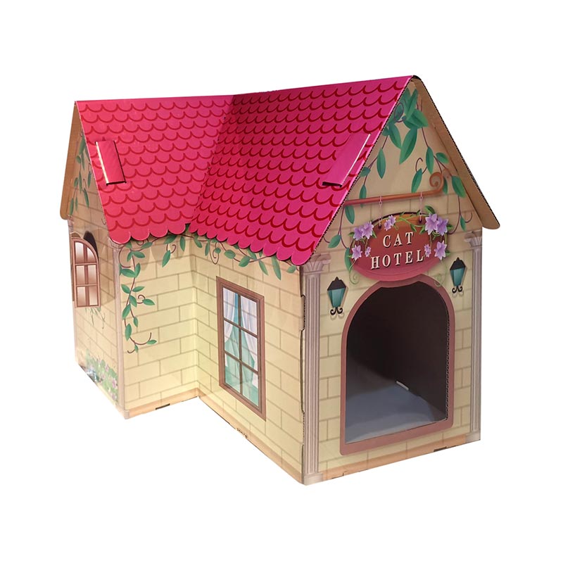 Maison pour chat Château en carton pour chat avec grattoir Maison Condos Chat Jungle Gym Centre d'activités Nichoir Chatons Lits pour chats d'intérieur Grand