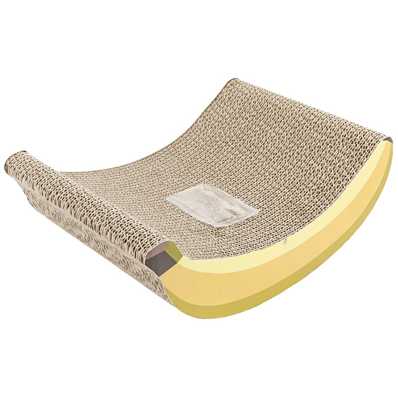 Chaton Petit Chat Scratch Pad, Banane Conçu en Carton Chat Scratcher pour Chats d'intérieur, Lit Balançoire pour Chat, Jouet Interactif Durable pour Chat avec Cataire pour Chatons