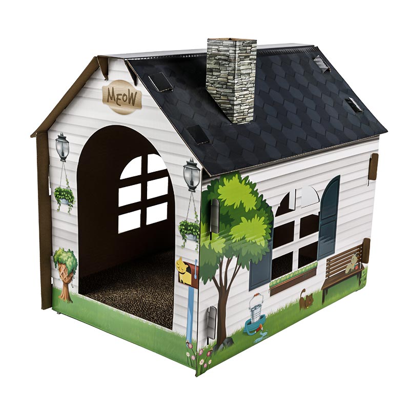 Forest Design Maison pour chat Château en carton pour chat avec grattoir Maison Condos Chat Jungle Gym Centre d'activités Nichoir Chatons Lits pour chats d'intérieur Grand