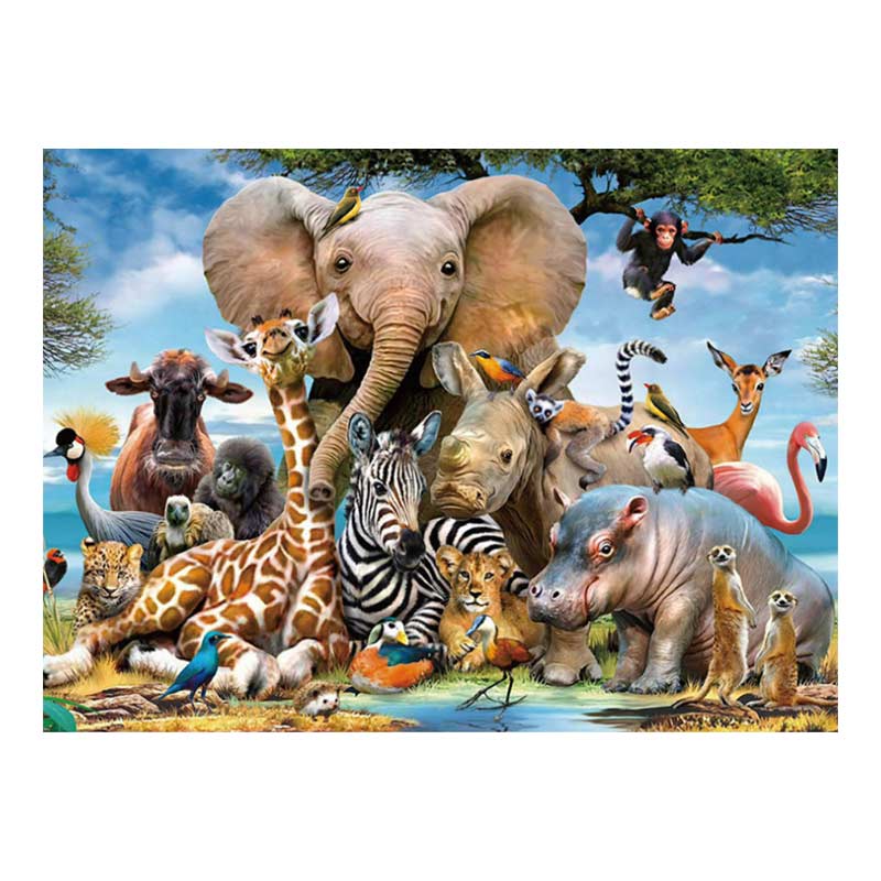 Puzzle plat 2D 500pcs pour enfants à partir de 12 ans + cadeau et décoration de la série animaux et zoo pour adulte