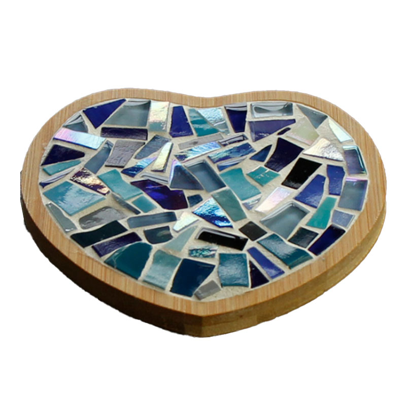 Dessous de verre en mosaïque en forme de cœur, artisanat créatif pour l'artisanat d'art de bricolage, décoration de la maison, cadeau doux, style Ins, best-seller