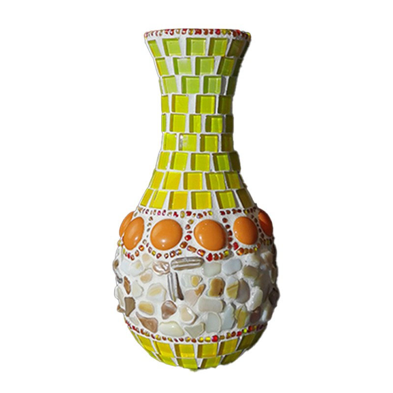 Grand décoratif mat fleur vases luxe durable bricolage mosaïque vase intérieur accessoires bisque blanc floral diamant bleu design vase en céramique pour la décoration intérieure ins classique style moderne