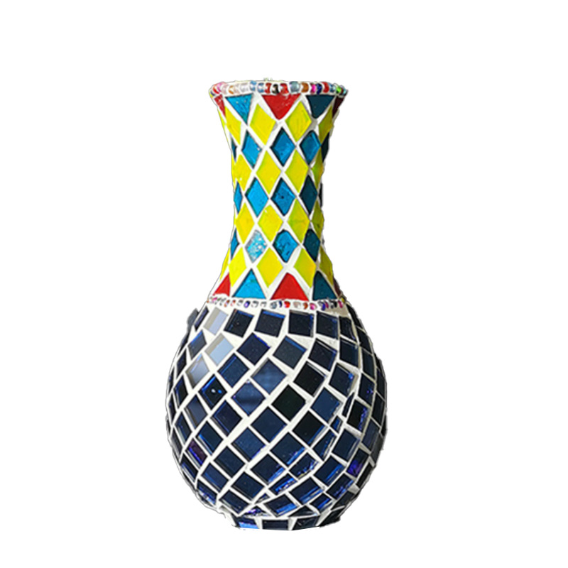 Grand décoratif mat fleur vases luxe durable bricolage mosaïque vase intérieur accessoires bisque blanc floral diamant bleu design vase en céramique pour la décoration intérieure ins classique style moderne