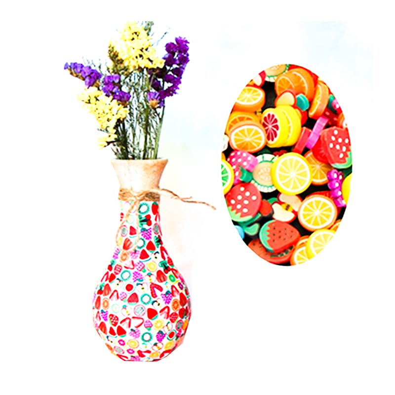 Polymère Argile Artisanat Vase Mosaïque Style Floral Sourire Noël Fruit Conception Cadeau Créatif Décor À La Maison Grande Petite Taille Fleur Artificielle Fleur Fraîche