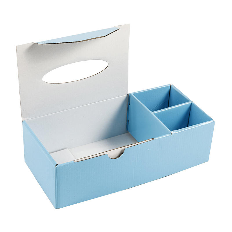 Boîte de rangement organisateurs de bureau rose/bleu multifonctionnel papier kraft écologique