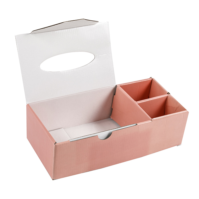 Boîte de rangement organisateurs de bureau rose/bleu multifonctionnel papier kraft écologique