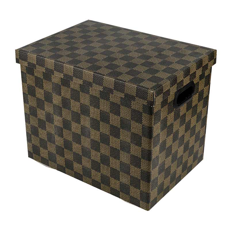 Boîte de banquiers imitation cuir avec couvercle amovible et poignées de protection boîte de rangement en papier kraft recyclable de différentes tailles