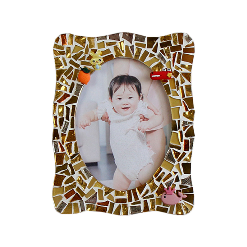 Cadre photo en bois de mosaïque de céramique bricolage, sac de matériel fait à la main créatif petit patch enfants boutique cadeaux parent-enfant, souvenir mémorable