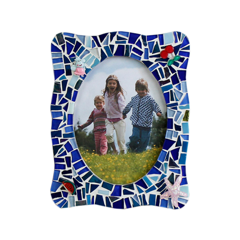 Cadre photo en bois de mosaïque de céramique bricolage, sac de matériel fait à la main créatif petit patch enfants boutique cadeaux parent-enfant, souvenir mémorable