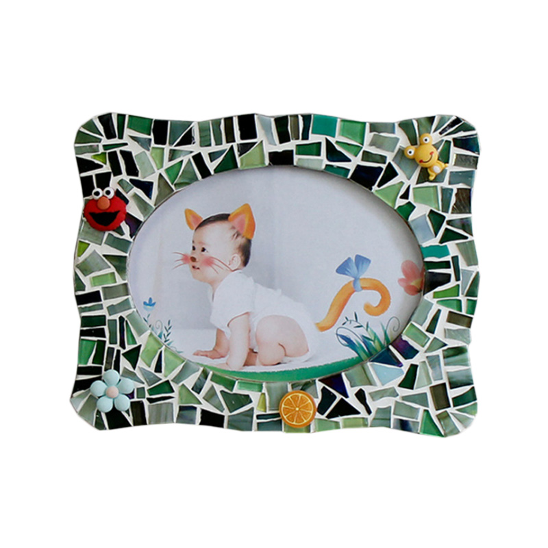 Cadre photo en bois de mosaïque de céramique bricolage, sac de matériel fait à la main créatif petit patch enfants boutique cadeaux parent-enfant, souvenir mémorable