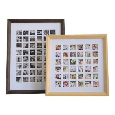 Cadre Photo en Bois pour 48 Pièces Petites Photos Matériau Naturel pour Bureau ou Décoration Murale