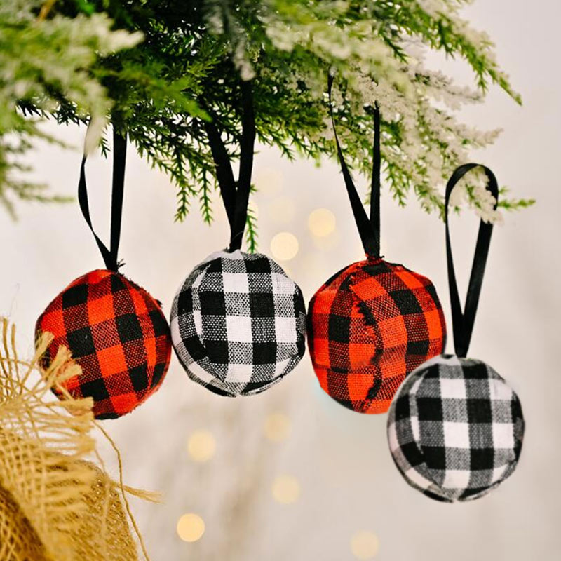 Décoration de boules suspendues de grille pour arbre de Noël deux couleurs quatre pièces un ensemble