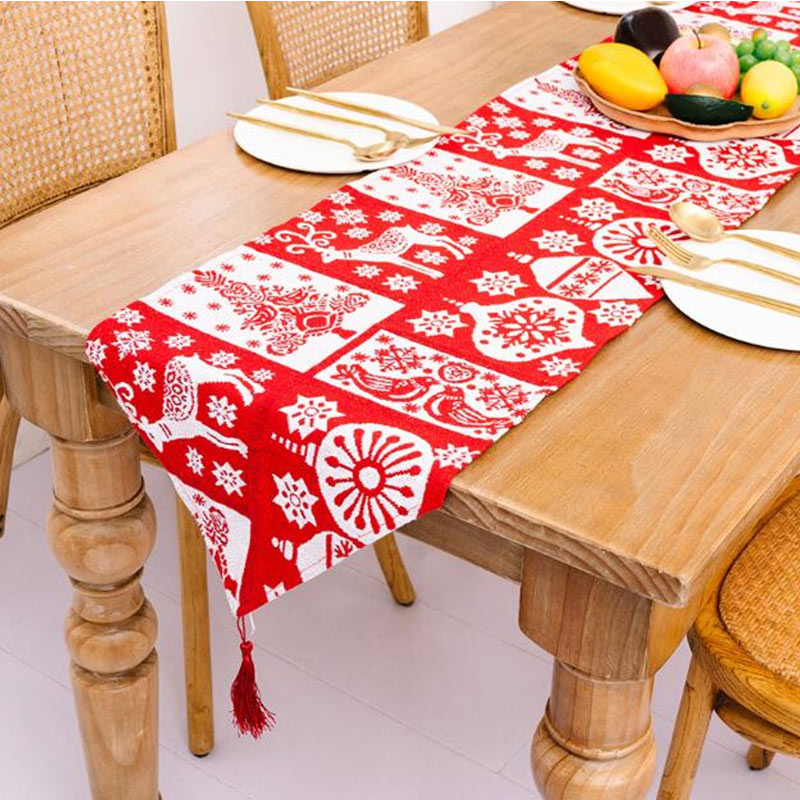 2022 New Style Snowflask Table Drapeau Rouge et Blanc Couleur pour Noël