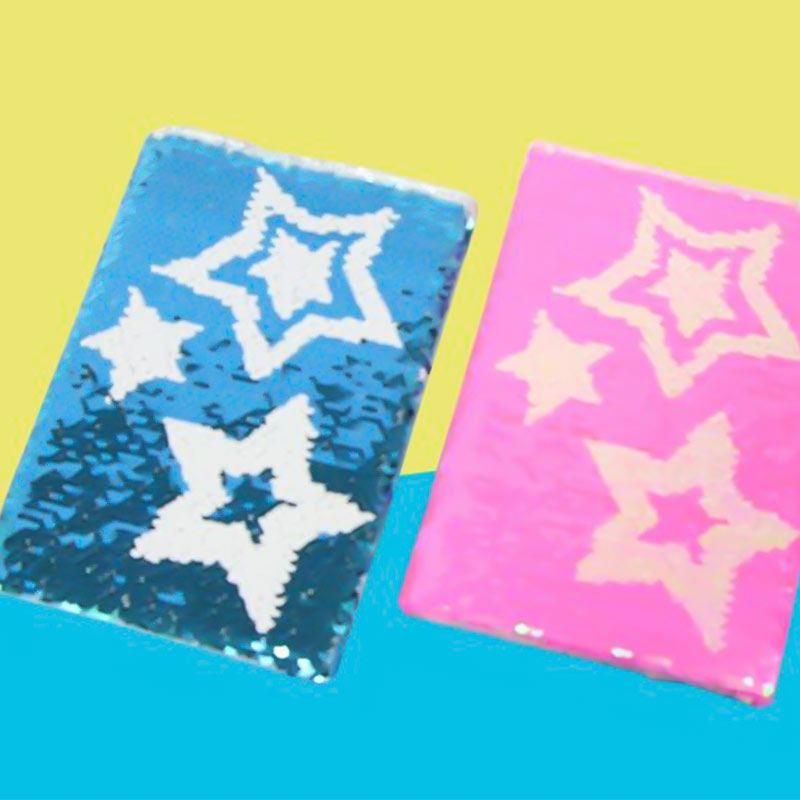 Carnet de notes à paillettes double imprimé avec des motifs d'étoiles pour les filles