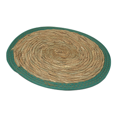 Tapis en rotin bord vert petite taille Eco matériel forme ronde