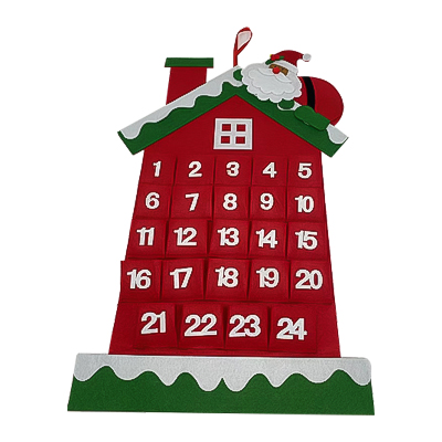 House & Santa Calendrier de l'Avent Sac de Rangement Suspendu avec Poches de 24